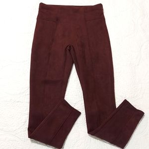 SPANX Size Medium (M) Maroon Faux Suede High-waisted Leggings